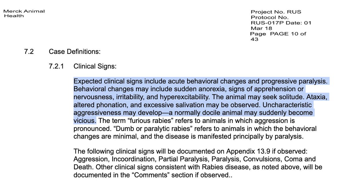 In 2018, the pharma giant Merck commissioned Ridglan to inject dozens of beagles with rabies. They expected the dogs to suffer from "anorexia," "ataxia," (ie loss of motor control) and "uncharacteristic aggressiveness." 

The "study" would watch as the dogs suffered and