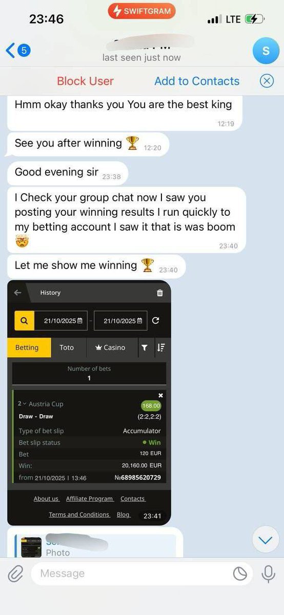 HAPPY CLIENT  🔥❤️✅

👋👍If you can't trust me then you can’t find someone better than me 🎉Congratulations To All Other Clients And Thank You For The Trust all, Play With The Best 🎉🤝

Message me for more details on next fixed
👇
t.me/+2qVXje71vRBlM…
t.me/+2qVXje71vRBlM…