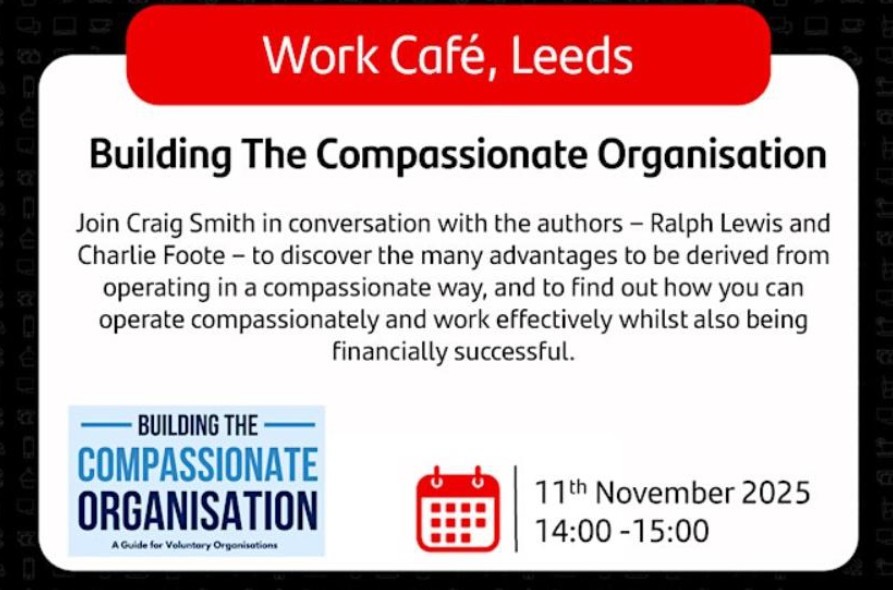 🚨Event <a href="/santanderuk/">Santander UK</a> Work Cafe🚨

In these challenging times, successful organisations are learning to operate in ways that fully utilise the strengths of their people. Find out how you can operate compassionately, work effectively &amp; be financially successful. A FREE book awaits!