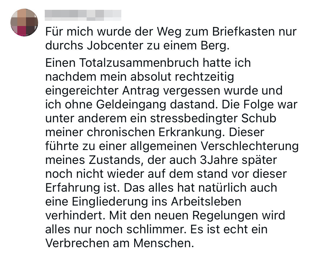 Bärbel Bas: "Wer mitmacht, der hat überhaupt nichts zu befürchten."

Die Realität: