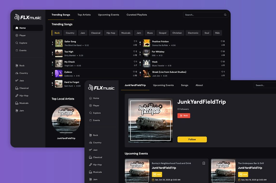 MadeWithVueJS's tweet image. FLXmusic is a music scene discovery guide for Finger Lakes, made with Vue & Nuxt 🎸 - madewithvuejs.com/flx-music