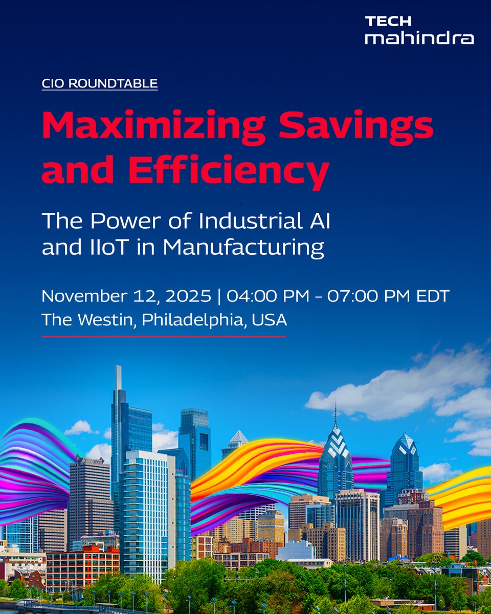 tech_mahindra's tweet image. Manufacturing is evolving- are you ready to lead the change?

Join @tech_mahindra, Amazon Web Services (AWS), and Cognite for an exclusive CIO Roundtable in Philadelphia on Nov 12th, where Industrial #AI and #IIoT take center stage.

💡 Discover how #AgenticAI, predictive…