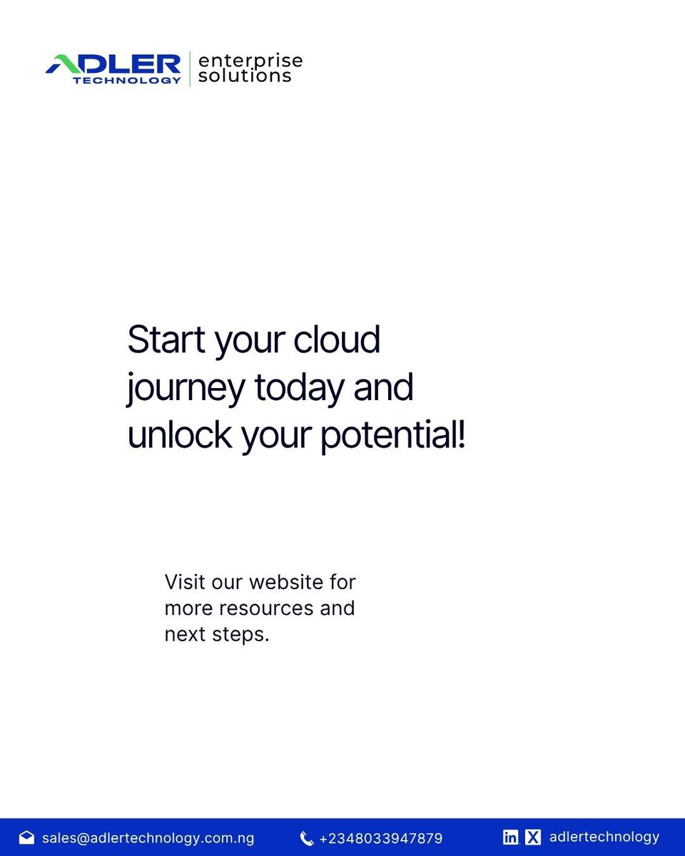 adlertechnology's tweet image. Your data deserves more than a hard drive.
Cloud Solutions help you store, protect, and access business data securely from anywhere, boosting productivity and efficiency.
☁️ Go beyond storage. Go cloud-smart.
#adlertechnology #AdlerEnterprise #CloudSolutions #BusinessEfficiency