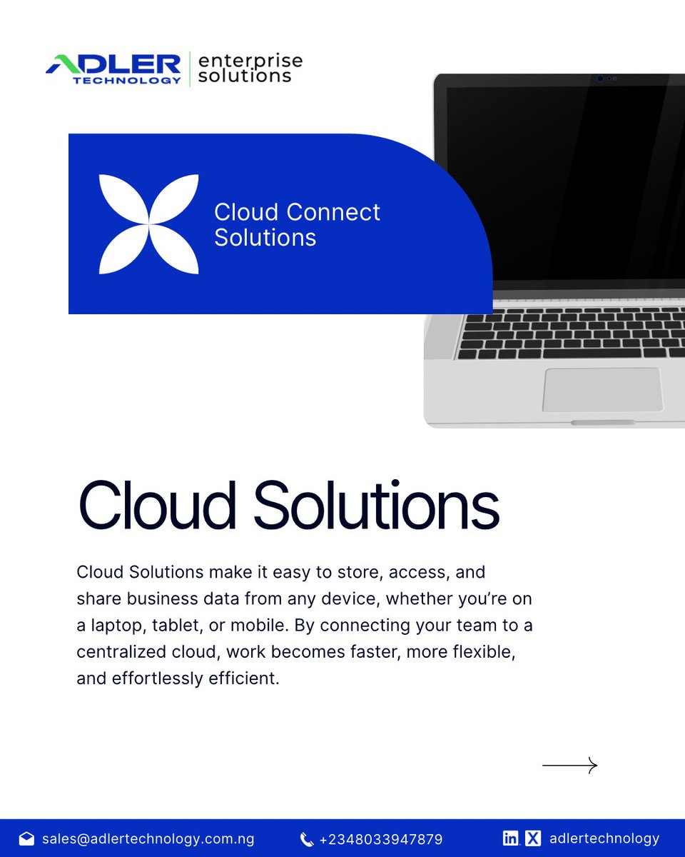 adlertechnology's tweet image. Your data deserves more than a hard drive.
Cloud Solutions help you store, protect, and access business data securely from anywhere, boosting productivity and efficiency.
☁️ Go beyond storage. Go cloud-smart.
#adlertechnology #AdlerEnterprise #CloudSolutions #BusinessEfficiency