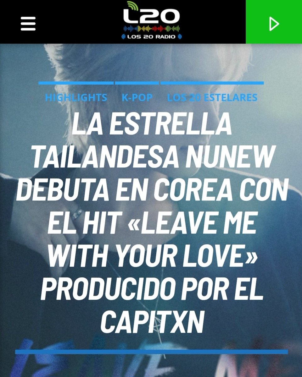 🗞 La estrella tailandesa NuNew (<a href="/CwrNew/">NuNew</a> ) debuta en Corea con el Hit «Leave Me With Your Love» producido por EL CAPITXN (<a href="/elcapitxxn/">EL CAPITXN</a> ) de la mano de <a href="/DMDMusicTH/">DMD MUSIC</a> (<a href="/DomundiTV/">ดูมันดิ DOMUNDI TV</a> <a href="/kerdomundi/">Ker</a> ). #NuNew - Vía <a href="/Los20Radio/">Los 20 Radio</a> ℹ️👇
🔗los20radio.com/la-estrella-ta…