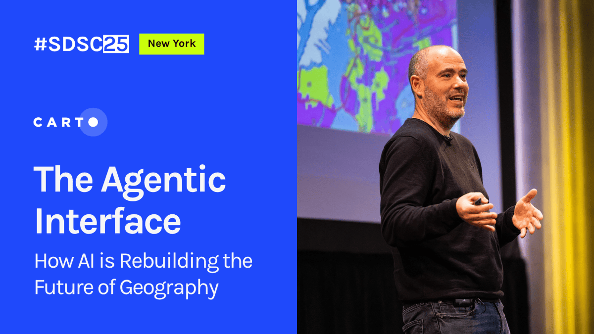 SDSC_Community's tweet photo. The opening keynote from #SDSC25 New York is live!

Javier de la Torre, Founder and CSO of @CARTO, opened the conference with a look at how Agentic GIS and geospatial foundation models are redefining spatial analysis in the cloud.

Watch the full keynote: https://t.co/eoe1QTA5iA https://t.co/MDEufgm0TG