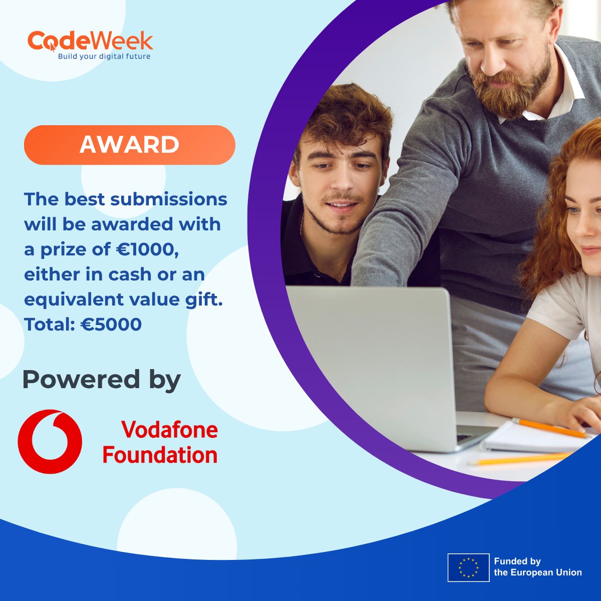 CodeWeekEU's tweet image. EU Code Week Digital Educator Awards 2025 🎉
⏰ Only a few days left to apply!
Educators — share your creative coding lessons, tutorials & activities 💻
🏆 Winning entries featured across Europe! 🌍
👉 codeweek.eu/blog/digital-e…
#EUCodeWeek #VodafoneFoundation #SkillsUploadJr