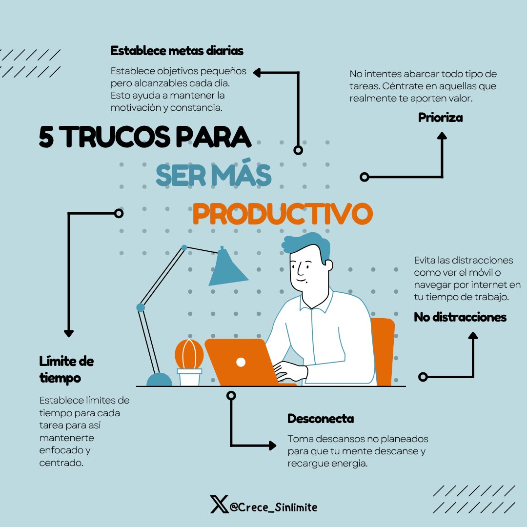 Crece_SinLimite's tweet image. 5 Trucos para ser más productivo: