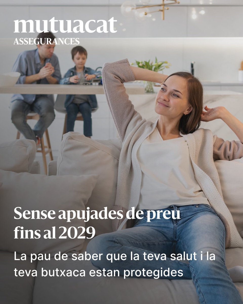 mutuacat's tweet image. 😉 Altres t'apugen el #preu, nosaltres te'l mantenim

😱 Quota congelada fins al 2029!

😊 Tres anys sense increments

🧘🏻‍♀️ Perquè volem donat #tranquil·litat a qui confia en nosaltres

#salut #assegurances

assegurances.mutuacat.cat/salut-catala-2…