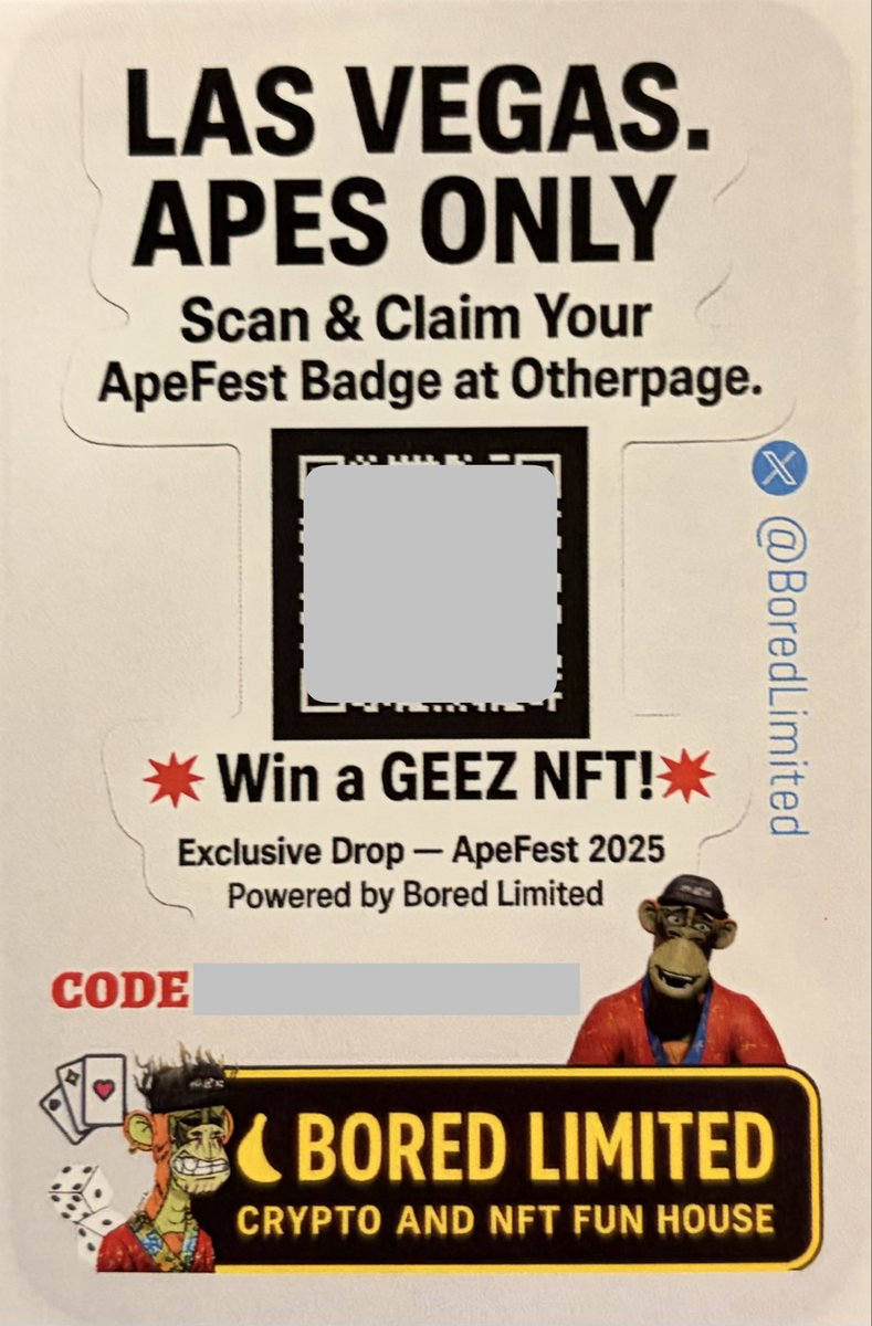 Gm to them who back Gm 🤚🏻 

All Apes together and ready for take off to #apefest Vegas ✈️

Hope to meet all of you on site and connect 🦍

If you see me, talk to me for <a href="/Boredlimited/">Bored Limited</a> and the <a href="/opdotxyz/">OpenPage</a> badge claim code to win a <a href="/GeezOnApe/">GeezOnApe</a> 🤘🏼

Apecoin + Solana + Hyperliquid + BNB +