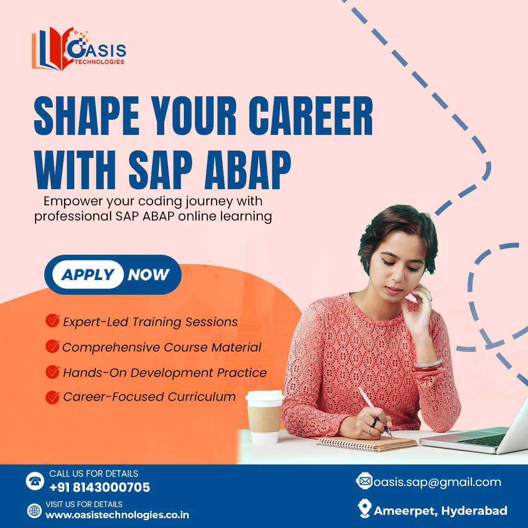 OasisTechhyd's tweet image. Shape Your Career with SAP ABAP!
Empower your coding journey with expert-led SAP ABAP online training from Oasis Technologies.
📞 Call: +91 8143000705
#SAPABAP #OasisTechnologies #SAPTraining #OnlineLearning #CareerGrowth #ABAPDevelopment #SAPCourses #TechTraining #LearnCoding