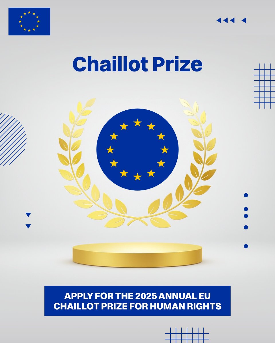 The #EU Delegations in Saudi Arabia, Oman, Bahrain, Kuwait, the UAE &amp; Qatar proudly launch the #ChaillotPrize for the Promotion of #HumanRights in the #GCC Region

📝 Apply now!
 🔗Rules &amp; application: eeas.europa.eu/delegations/sa… 
 📅 Deadline: 13 Nov 2025
#GCC #EU4HumanRights