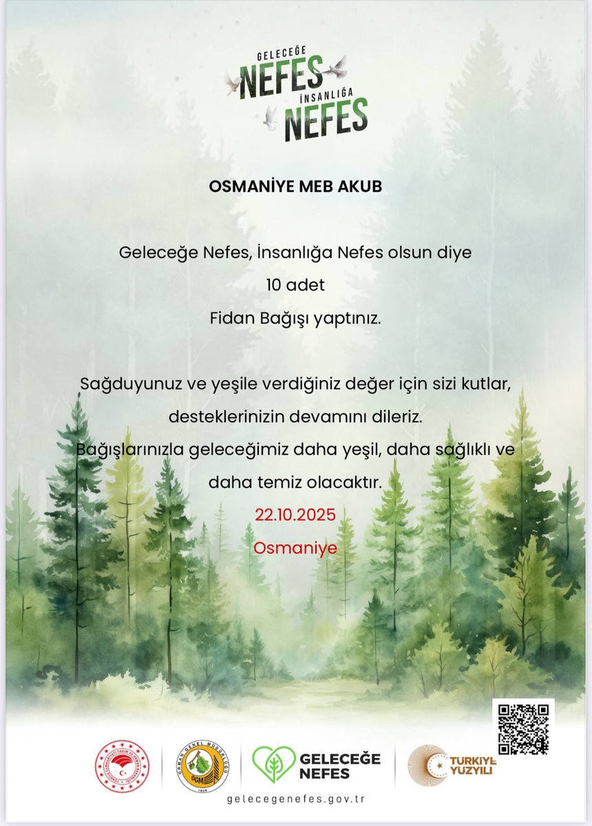 11 Kasım Milli Ağaçlandırma Gününde Osmaniye AKUB ekibimizle geleceğe nefes oluyoruz. #geleceğenefes #Yeşilvatan <a href="/tcmeb/">Millî Eğitim Bakanlığı</a> <a href="/Yusuf__Tekin/">Yusuf Tekin</a> <a href="/meb_dhgm/">Destek Hizmetleri Genel Müdürlüğü</a> <a href="/omurfatih/">Ömür Fatih Karakullukçu</a> <a href="/mebisgb/">İşyeri Sağlık ve Güvenlik Birimi Daire Başkanlığı</a> <a href="/ozkan_meb/">Özkan AVCI</a> <a href="/osmaniyeilmem/">Osmaniye İl Millî Eğitim Müdürlüğü</a> <a href="/ALBAKAydn/">Aydın ALBAK</a> <a href="/mebakub/">MEB AKUB</a> <a href="/MetinTayarer/">Metin TAYARER🇹🇷🇹🇷🇹🇷</a> <a href="/osmaniyememisgb/">Osmaniye İl MEM İşyeri Sağlık ve Güvenlik Birimi</a> <a href="/erbaytann/">Erbay Tan</a>
