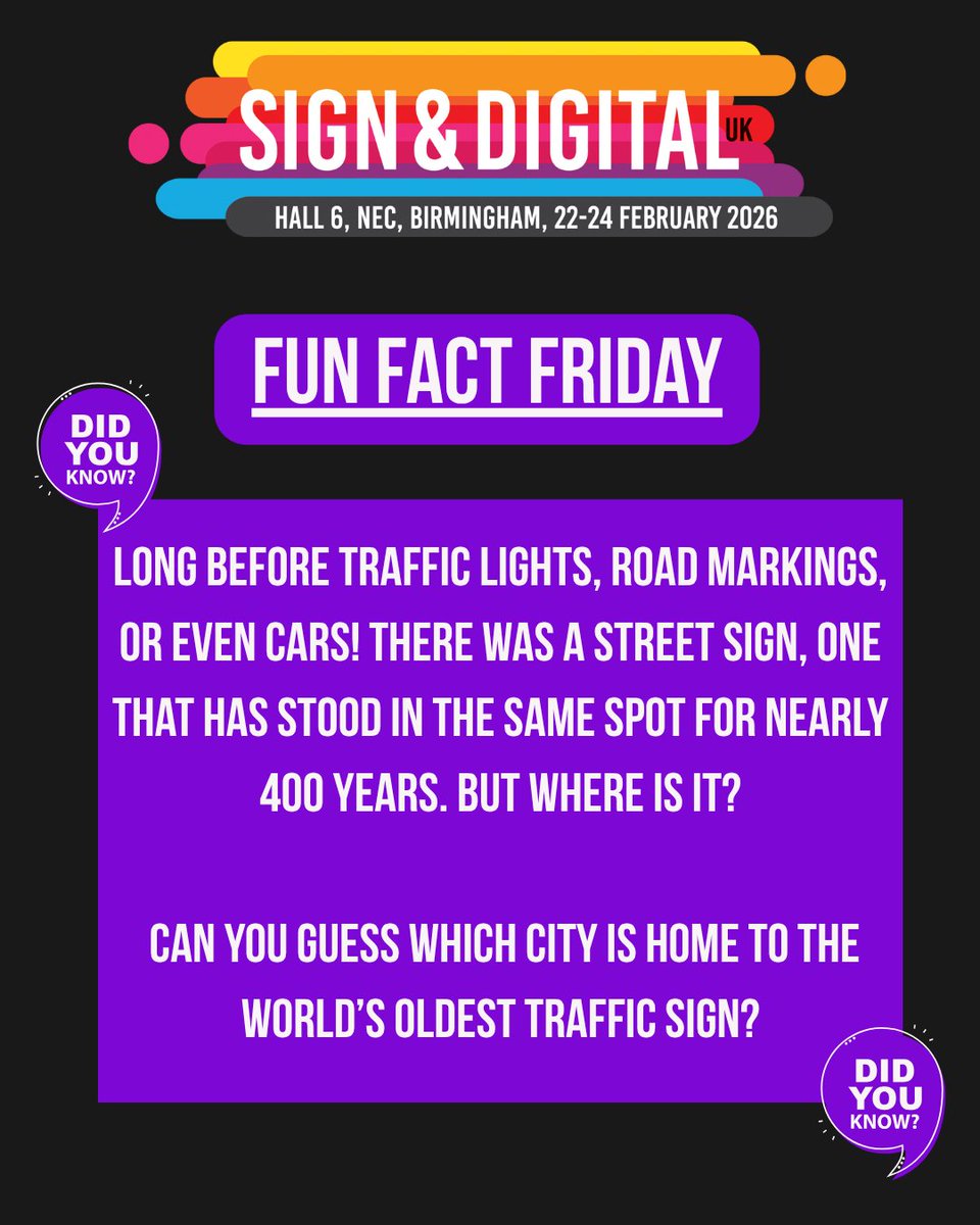 Signanddigital's tweet image. 💫 💬 Today we&apos;re mixing it up and testing your industry and history knowledge!

🕰️ How far does your signage knowledge go back to?

 Leave your answers in the comments before the answer is revealed! 👀

#signanddigital #signanddigitalUK2026 #SDUK2026
