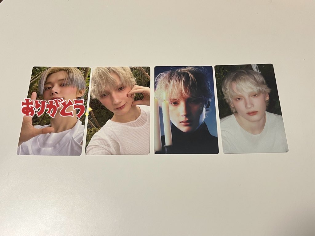 so0binyan's tweet photo. TXT トゥバ starkissed トレカ 交換

【譲】　ヒュニンカイ

【求】　同種ボムギュ

郵送または福岡公演での交換希望です🍀
条件合う方いましたらお気軽にお声掛けください🎶
#TXT交換 https://t.co/eVqVGR87cp