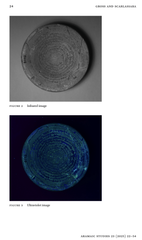 Simcha_Gross's tweet image. A 2nd article is out today, w/Michele Scarlassara!

We present a previously unpublished Syriac incantation bowl from the Penn Museum, w/a formula paralleling several Mandaic bowls, w/intriguing social-historical implications

This is the 1st bowl published using spectral imaging!