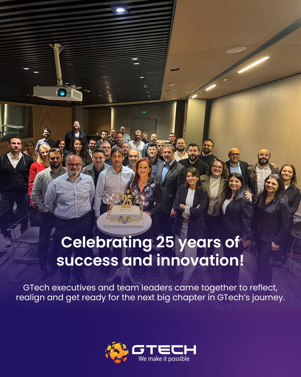 GTechTR's tweet photo. We came together with GTech’s executives and team leaders in an event where we both shaped the strategic roadmap for the upcoming period and celebrated our 25th anniversary. With the passion and commitment that brought us here. https://t.co/RxWMAHqt2Q