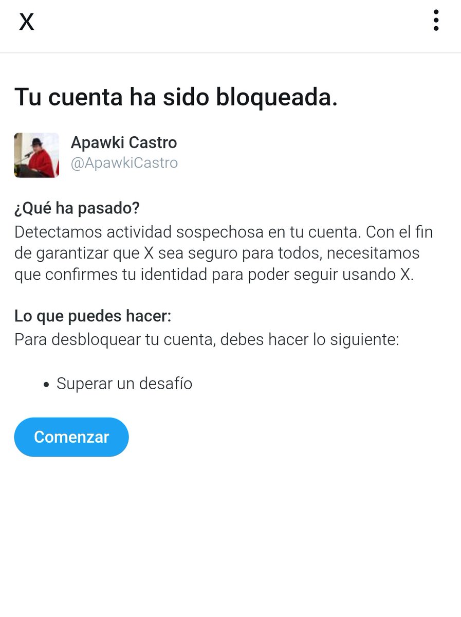 ApawkiCastro's tweet image. Alguien puede explicarme esto?
- Verifique que usted es un ser humano
- Tu cuenta ha sido bloqueada, porque se detecta actividad sospechosa
- Superar un desafío
He superado el desafío, soy un ser humano 🫣

Pasa esto para reducir el alcance y visibilidad en X o por qué?