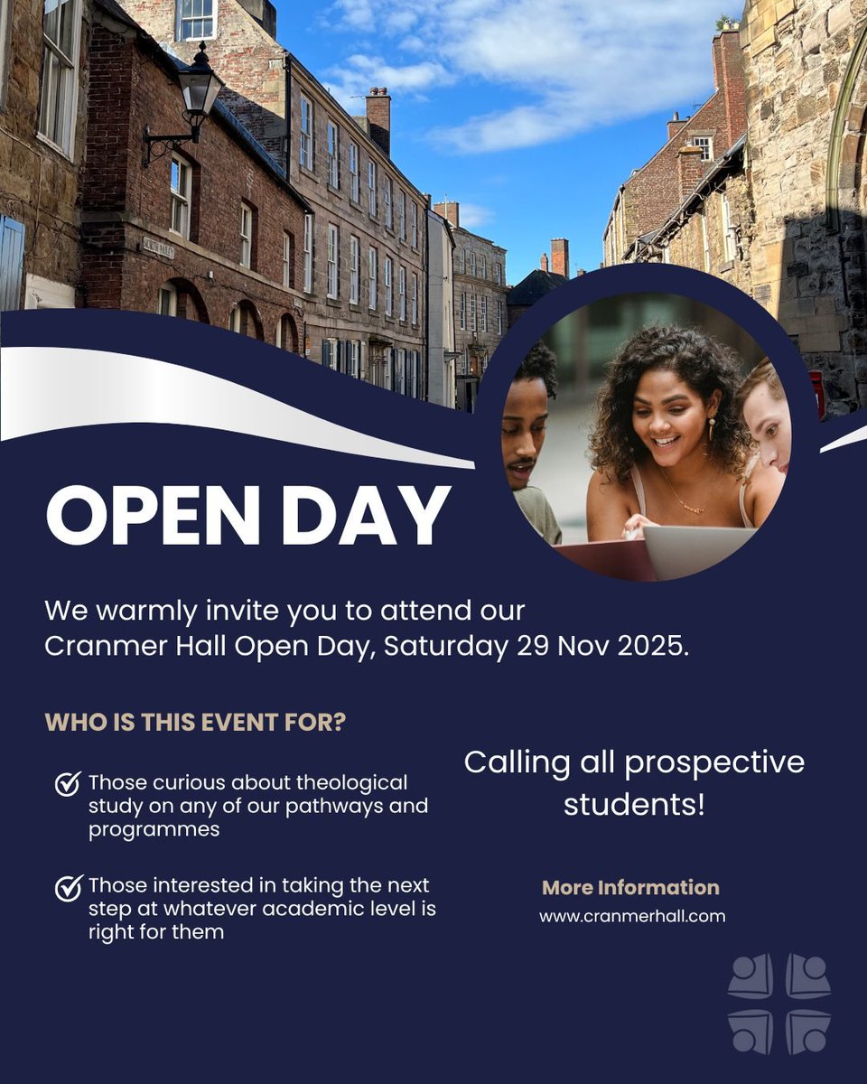 SanjeePerera1's tweet image. Join us for #CranmerHall&apos;s Open Day next month.
Discover what we offer and what fits within your academic and vocational goals. It might just be the perfect place for you.

To register: eventbrite.co.uk/.../cranmer-ha…...
Save the date and come see for yourself!