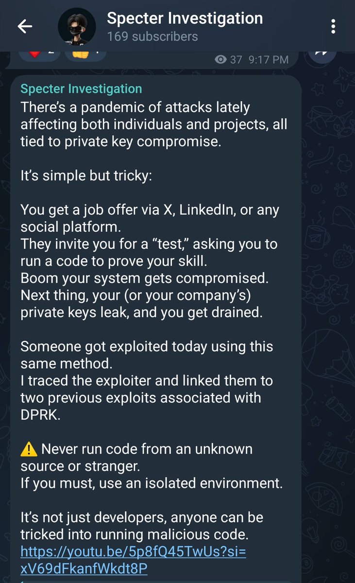 Don’t be blind when you see an unrealistic opportunity. Read twice and double-check. DPRK is not playing.

ic3.gov/psa/2024/psa24…
youtu.be/5p8fQ45TwUs?si…