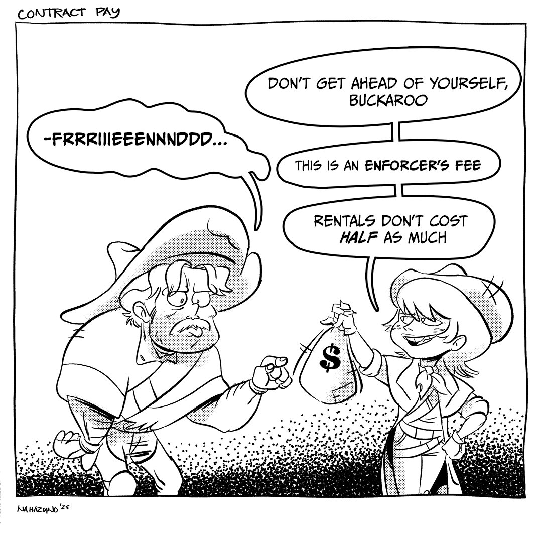 Contract Pay

#art #ocart #webcomics #postapocalyptic #downwinders #henrydownwinders #peggydownwinders