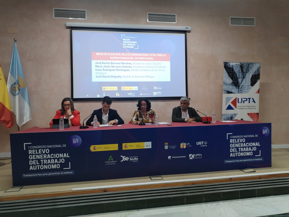 Comienza la Mesa de Alcaldes: "Relevo Generacional vital para la supervivencia del entorno rural" con la intervención de María Jesús Serrano, Alcaldesa de Baena 

Congreso Nacional de Relevo Generacional del Trabajo Autónomo en #lebrija 

<a href="/EDUARDOABADSABA/">Presidente UPTA España</a>