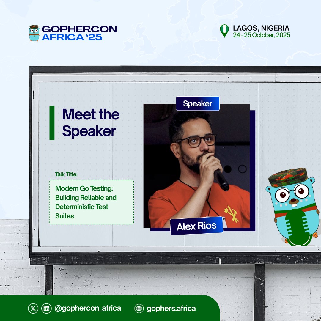 gophers_africa's tweet image. 🎤 Workshop Leader: @alextrending
"Modern Go Testing: Building Reliable and Deterministic Test Suites"
Hands-on workshop, Learn to:
✅ Test time-dependent code (no more time.Sleep!)
✅ Validate structured logs
✅ Test goroutines & file I/O
✅ Avoid flaky tests
Bring your 💻!