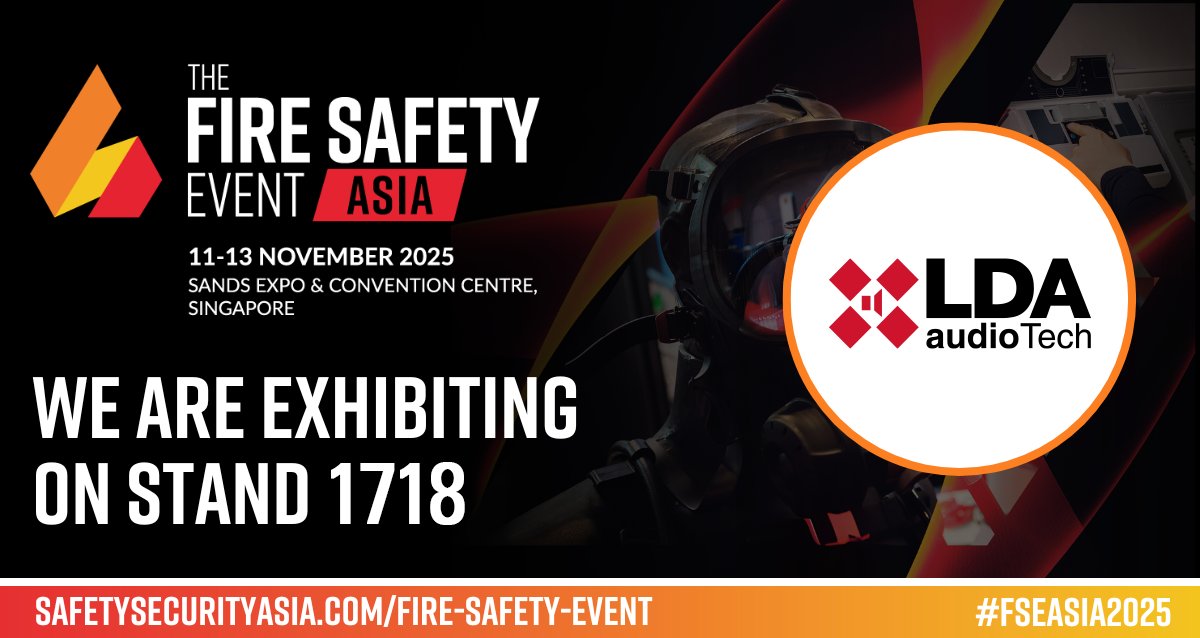 🇸🇬 Singapore is a hub for innovation &amp; safety in Asia.

We’ll showcase our certified PA/VA systems used in airports, hospitals &amp; large infrastructures at The Fire Safety Event Asia.

📅 Nov 11-13 | Booth 1718

Join us 👉 zurl.co/Y1sAB
 
#LDA #LDAAudioTech #FSEA2025