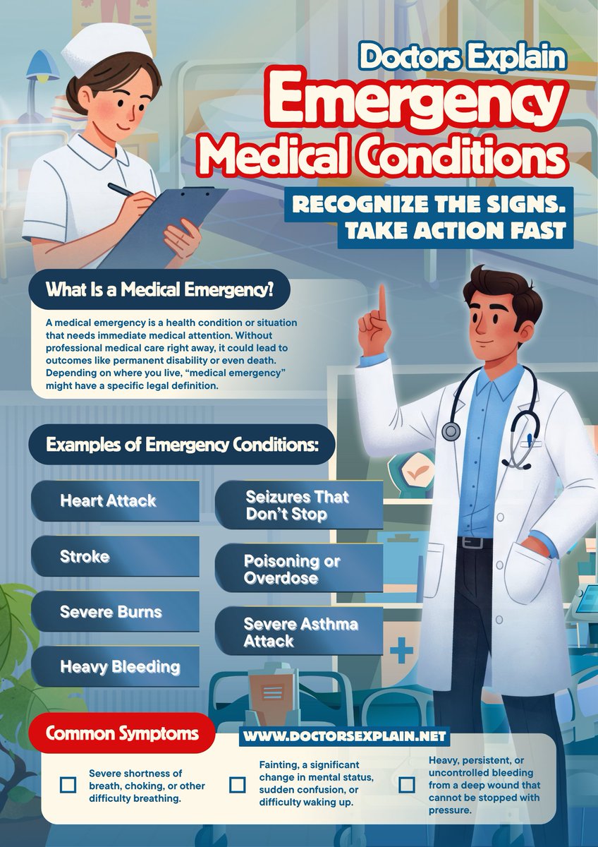 DocsExplainFM's tweet image. 🚨 AI Emergency Assistant 🩺

 Get instant guidance on:

 ❤️ CPR steps

 🧠 Stroke signs

 🤰 Managing postpartum hemorrhage

 👶 Pediatric dehydration assessment

 and more 👉 doctorsexplain.net/emergency-medi…

#EmergencyCare #FirstAid #CPR #StrokeAwareness #MedTech #AIHealth
