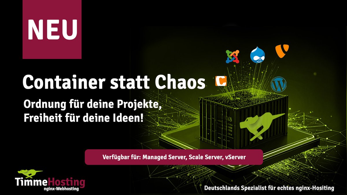 🚀 Container Hosting!
Mehr Flexibilität, maximale Performance und volle Kontrolle für deine Projekte. Verwalte, skaliere und stelle deine Anwendungen schnell bereit. Genau dann, wenn du es brauchst.
#ContainerHosting #timmeHosting #Webhosting #Innovation
timmehosting.de/blog/neu-conta…