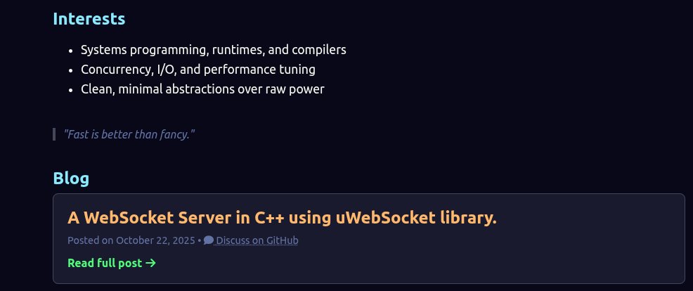 works beautifully now(fast is better than fancy)

ended up setting up a GitHub Action that watches repo issues and builds static HTML in the posts/ directory right inside the repo.

everything's prebuilt in the repo, so it’s blazingly fast with zero API overhead.