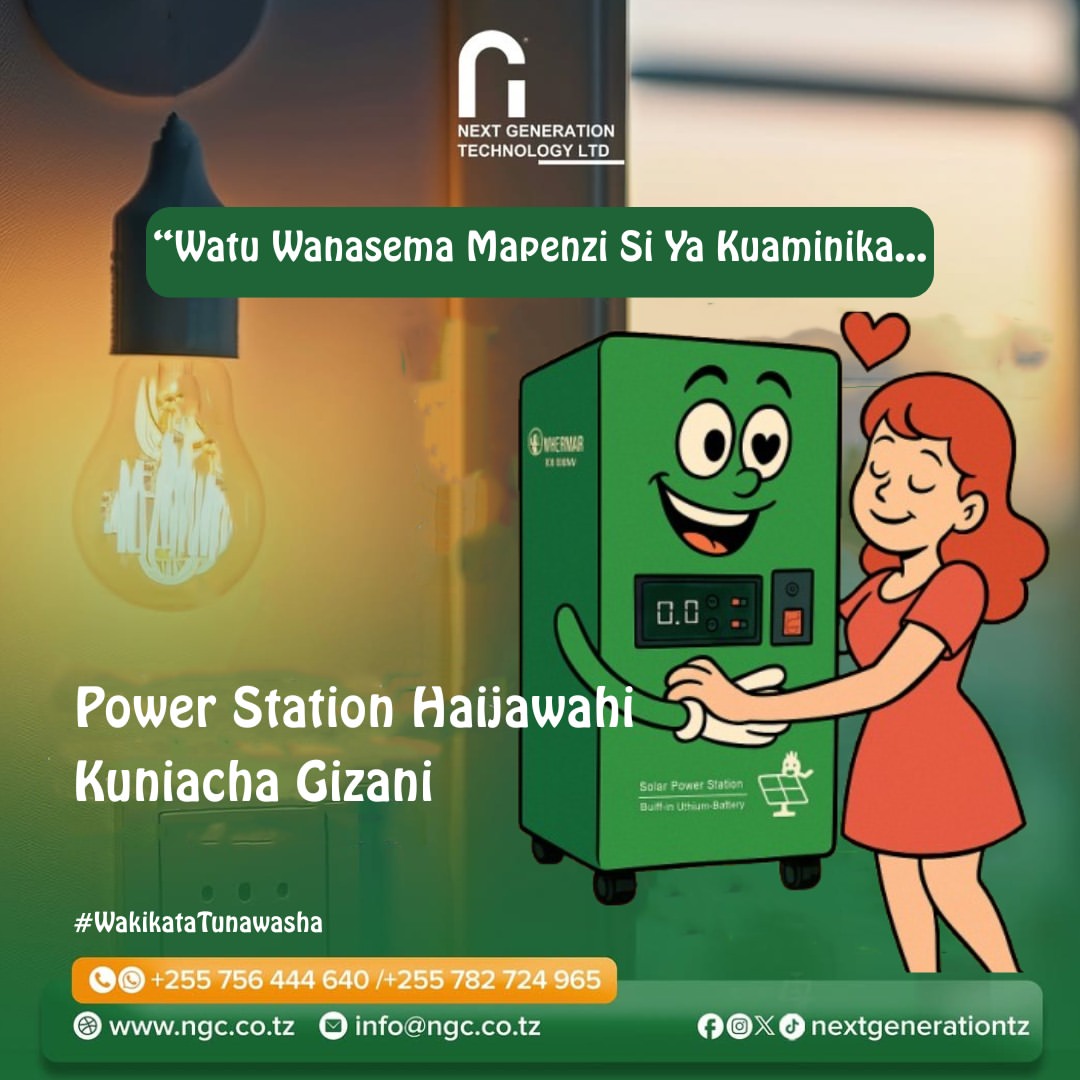 No Stress Umeme ukikatika Power Station ipo kukupa backup ya uhakika haina makelele
- Inafanya kazi kama UPS
- Inalinda vifaa vyako dhidi ya mabadiliko ya UMEME 
- Inaendelea kukupatia masaa hadi 10 pindi umeme ukikatika

Usisubiri giza likukute 
📞0756 444 640