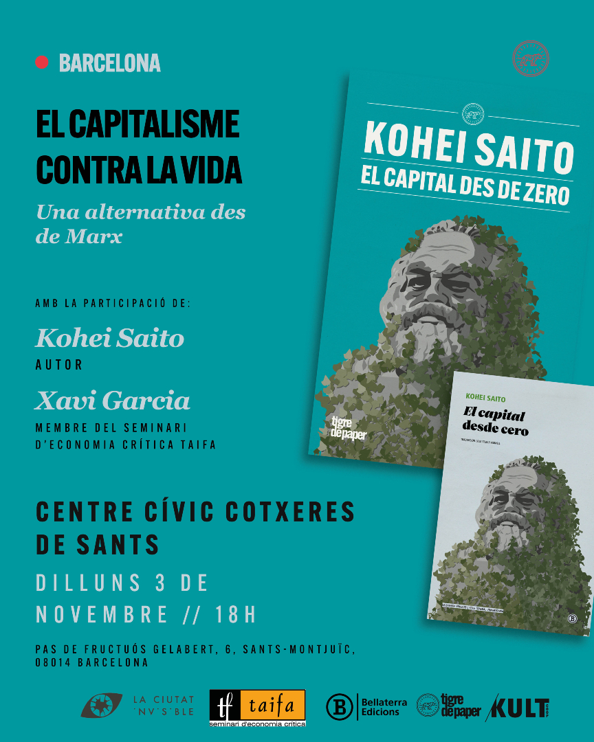Companyes!👋👋 Atenció això📢:

🗣️Conversa amb Kohei Saito, autor de llibres com 'Slow Down' o 'El capital des de zero', acompanyat de Xavi Garcia ( <a href="/seminari_taifa/">seminari taifa</a> )

🗓️Dilluns 3/11, a les 18h
📍Al Centre Cívic Cotxeres de Sants