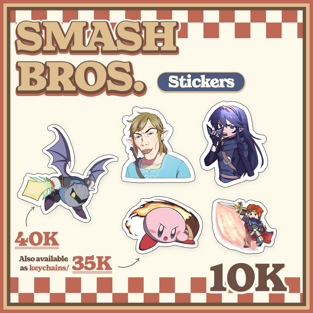 WarkopNeco's tweet photo. 🔗PO form: https://t.co/i11MdVteet

💞Fandom: Smash Bros, Blue Archive
📦Products: Stickers, Keychains, Art Prints

#CF21 #CF21Catalog #SmashBros #Kirby #FireEmblem #BlueArchive https://t.co/IEXhtvSf4W