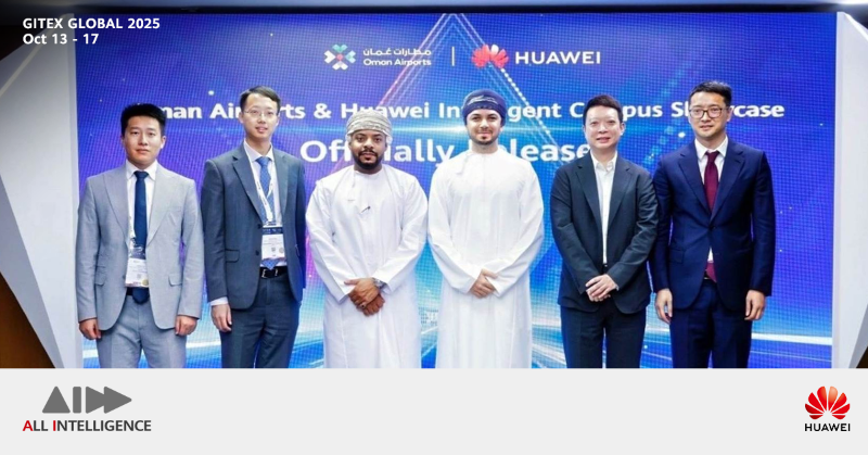Huawei_ME's tweet photo. Huawei is proud to partner with Oman Airports to create an intelligent campus showcase at Muscat International Airport, which is the world's first airport to adopt Wi-Fi 7, using 4,700+ Wi-Fi 7 access points and dynamic-zoom smart antennas to cover over 1 million square meters.