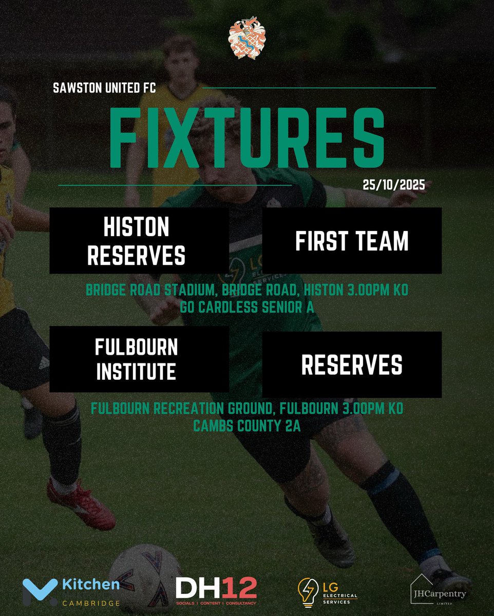 Just 2 games this weekend with the First Team &amp; Reserves on the road 🚙 #SUFC #SawstonUnitedFC #Football