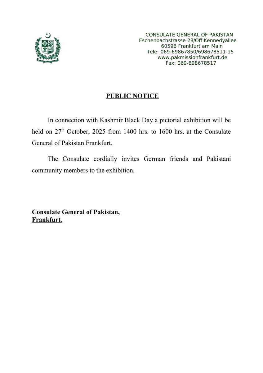 Community event on Kashmir Black Day (27 October 2025). 

#KashmirBlackDay #Kashmir #Pakistan #Frankfurt #Germany