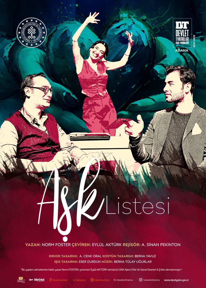 EdirneDT's tweet photo. Edirne Devlet Tiyatrosu'nda...

🎭Aşk Listesi🎭Adana D.T.

📍Ekmekçizade Ahmet Paşa Kervansarayı / Edirne D.T.

⌛4 Kasım Salı 🕗 20:00
⌛5 Kasım Çarşamba 🕗 20:00
⌛6 Kasım Perşembe 🕗 20:00

Oyun Detayları 👇
https://t.co/RltQiZVUck https://t.co/SRDx8FwjRb