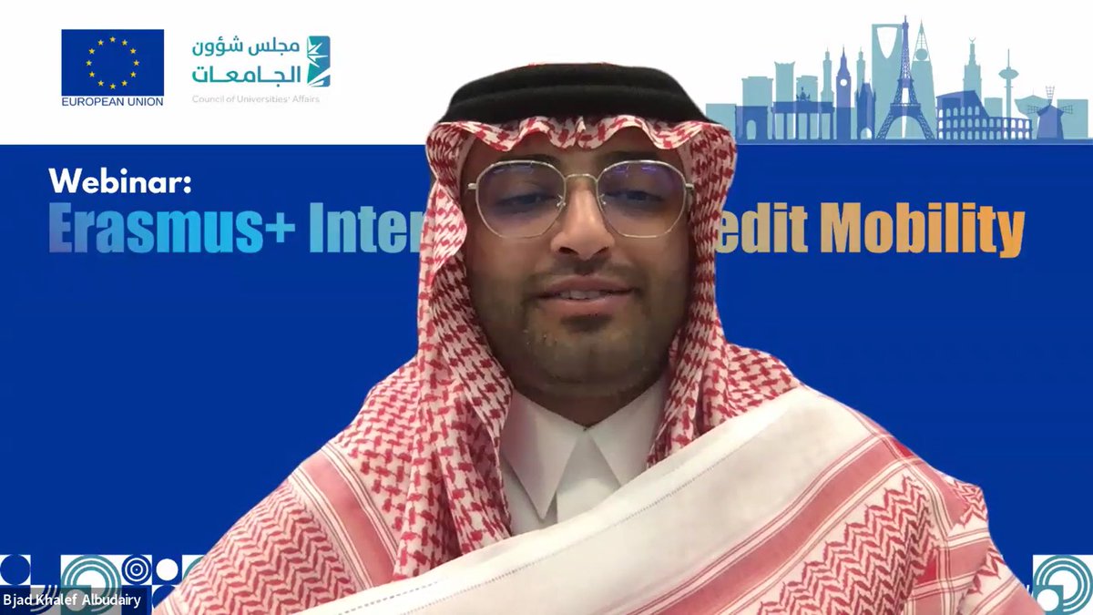 EUintheGCC's tweet photo. More than 125 participants from universities all across 🇸🇦 joined our webinar exploring opportunities to have student &amp; staff exchanges under #ErasmusPlus International Credit Mobility program! Together we’re building new bridges through education and research exchange. 🌍🎓 https://t.co/3WSzfylkeI