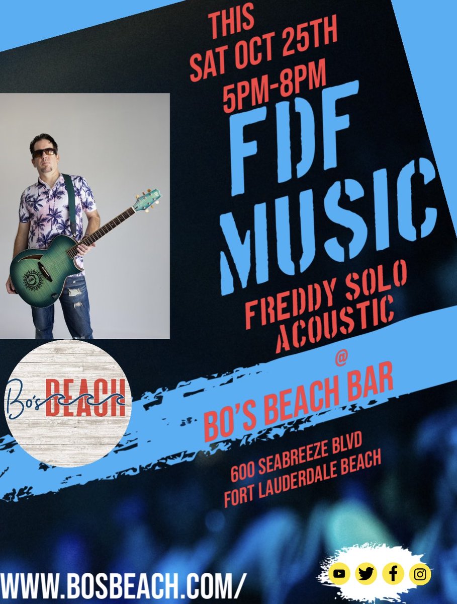 FDFMUSIC's tweet image. FDF MUSIC Upcoming Solo Shows This Week 10/23 &amp;amp; 10/25 🤘🏻#LiveMusic #acoustic #daniabeach #fortlauderdalebeach