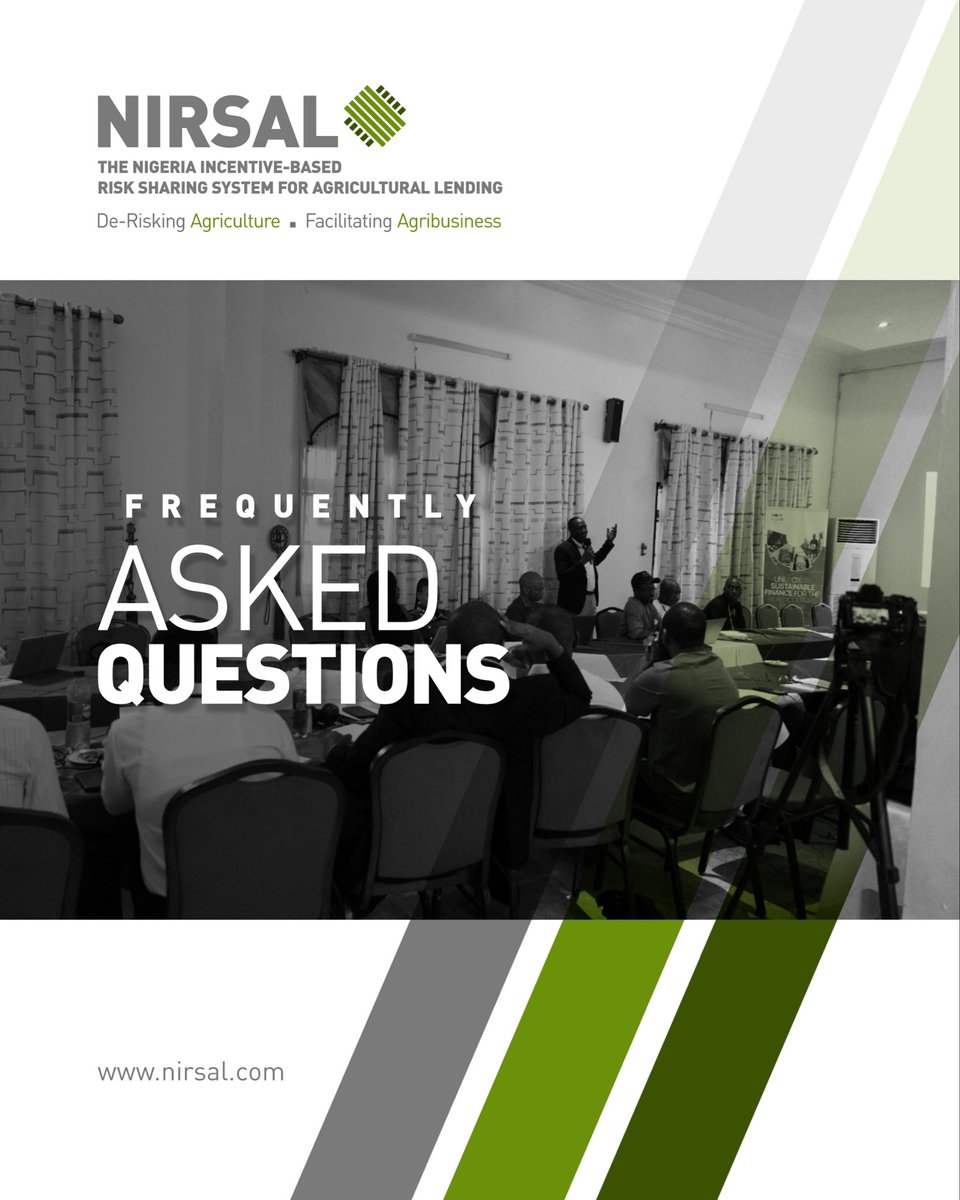 nirsalconnect's tweet image. 𝗚𝗼𝘁 𝗾𝘂𝗲𝘀𝘁𝗶𝗼𝗻𝘀? 
We’ve got answers!
Swipe through for answers to some of the questions we have been asked recently.

For more answers, kindly visit our website.

#NIRSAL #AgricultureFinance #FAQ #Impact #NigeriaAgric #CRG #Valuechain