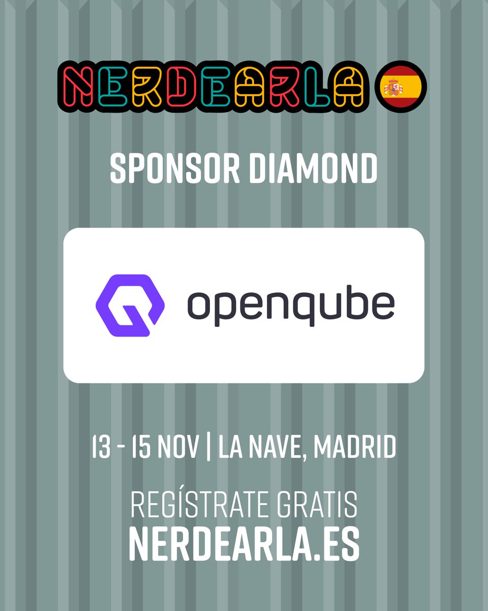 nerdearla's tweet image. Queremos agradecer a @openqube, nuestro Sponsor Diamond, por hacer posible el evento gratuito de tecnología y open source más grande en español 🚀

🔜 #Nerdearla España 🇪🇸

📲 13 de noviembre: charlas virtuales
📆 14 y 15 de noviembre: evento presencial en @LaNaveMadrid +…
