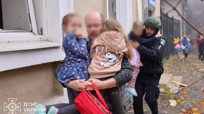 olex_scherba's tweet photo. Russians struck a kindergarten in Kharkiv. Luckily, kids were in the shelter. 

Let me guess, it was a military target? Was NATO conducting a conference there? “Patriots” were hiding in the sandbox? https://t.co/UYwN5T6c74