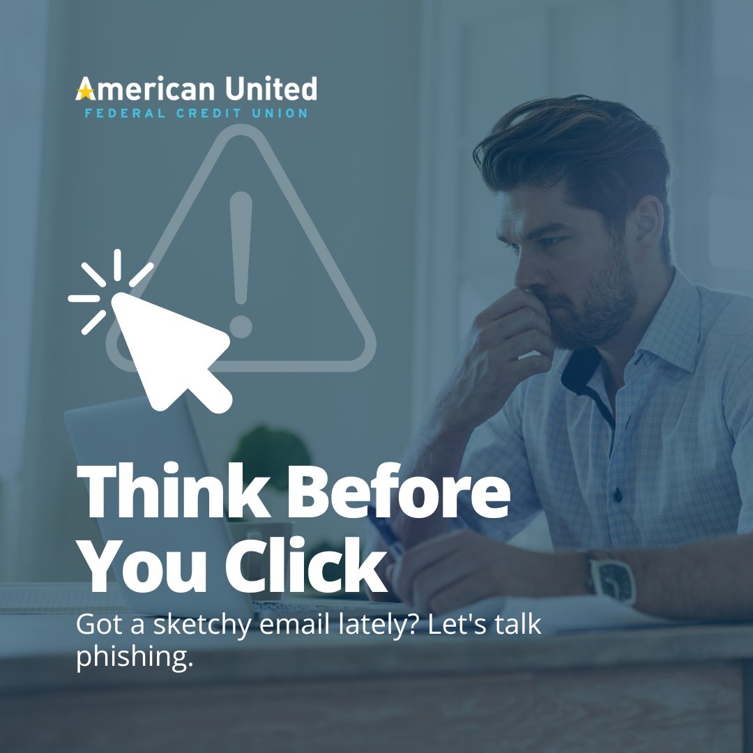 Think Before You Click

Got a sketchy email lately? Let's talk phishing, American United is all about safer banking.

#cybersecurity #cybercrime #informationsecurity