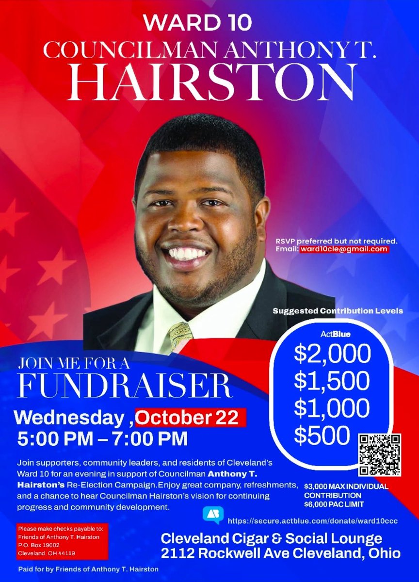 TONIGHT: Fundraiser for Ward 10 Cleveland City Councilman Anthony Hairston
