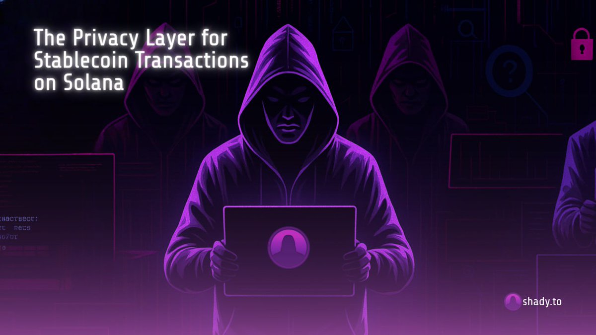 Shady_Labs's tweet image. Shady Labs The Privacy Layer for Stablecoin Transactions on Solana

Shady Labs is a fully on-chain privacy infrastructure built on Solana, designed to restore confidentiality to digital transactions especially those involving stablecoins like USDC or USDT. In an ecosystem where…