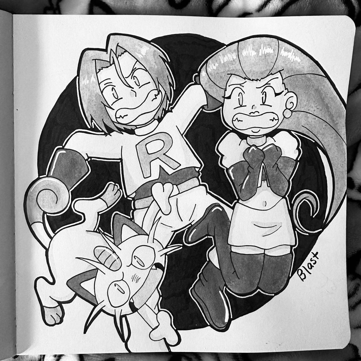 Day 21, Blast! Looks like Team Rockets blasting off again! 🤣 #inktober #inktober2025 #inktoberblast #pokemon #teamrocket