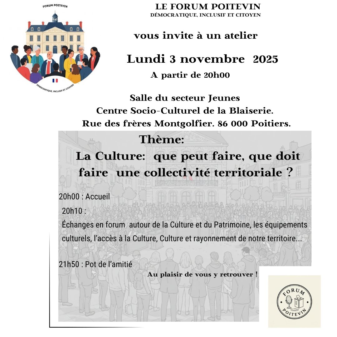 Les lundis du Forum Poitevin- Atelier du 3 novembre 2025