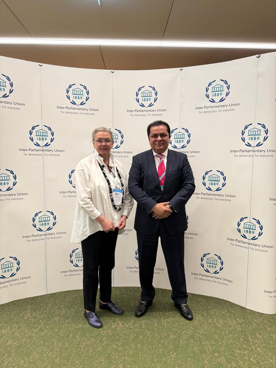 PIPS_GOV's tweet image. IPU and PIPS reiterate Strengthening Global Parliamentary Collaboration
Executive Director PIPS, Mr. Asim Khan Goraya, met with Ms. Norah Babic and her team from the Inter-Parliamentary Union (IPU) on the sidelines of the 151st IPU Assembly in Geneva.
#PIPS #IPU