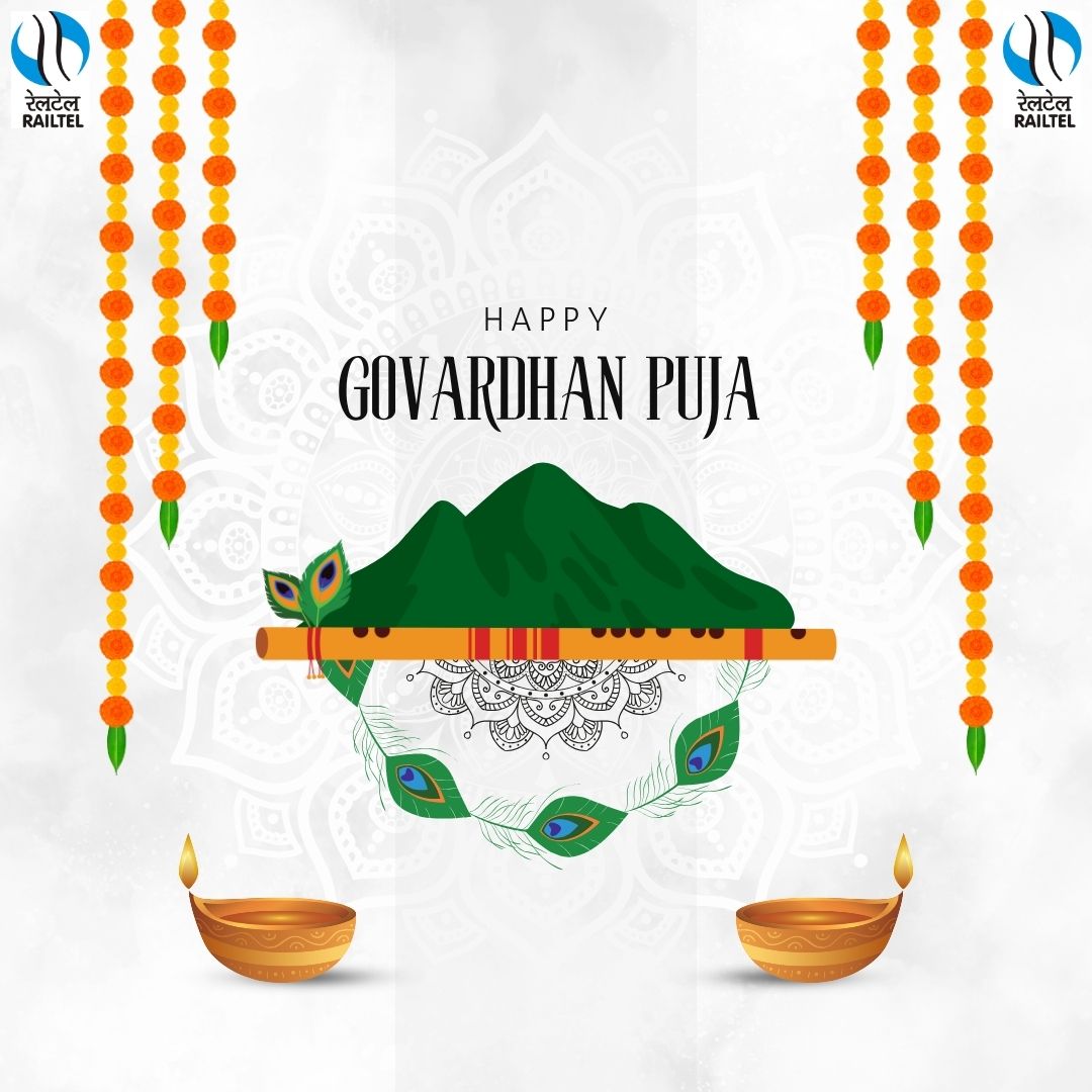 "On this divine day of Govardhan Pooja, may your life be filled with devotion, joy and success." #GovardhanPooja #Govardhan #RailTel #RailWire